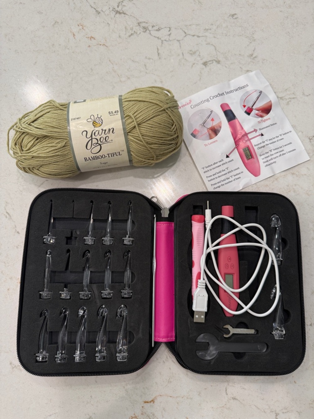 Bamboo-Tiful Light Olive Crochet Hook Set with Case